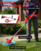 Electric String Trimmer, 3 in 1 Cordless Weed Wacker Grass Eater, Brushless Weed Eater, Grass Trimmer with 2 x 24V Batteries and Charger for Lawn, Yard and Brush Trimming