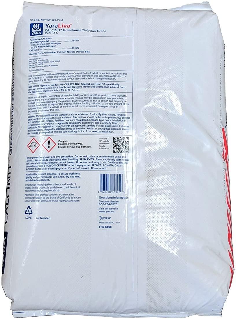 calcium nitrate solution grade fertilizer water soluble hydroponics"greenway biotech brand" 50 pounds