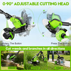 20000 RPM Electric Weed Wacker Cordless, 12″ Brushless Weed Eater Battery Powered with Wheel, 4-in-1 Grass Trimmer/Brush Cutter/String Trimmer, Lawn Mower Edger Stringless Weed Trimmer, 2 Battery Tool