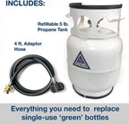 YAAN Refillable Gas Growler Propane Tank with Adapter Hose (5-Pound)