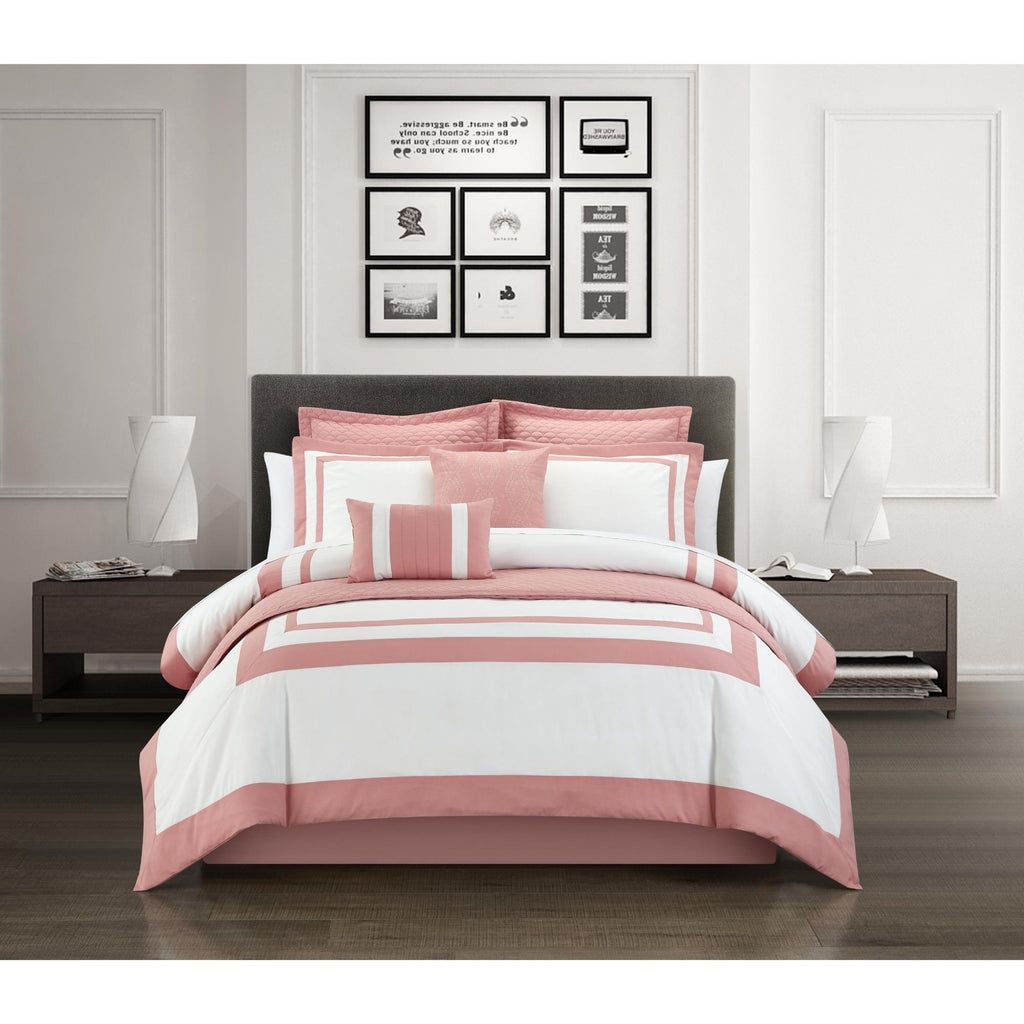 Chic Home Hortense Comforter And Quilt Set Hotel Collection  Fish Scale Pattern Bed In A Bag Rose, Twin - Twin