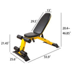 HulkFit Adjustable Utility Weight Bench for Incline, Decline, and Flat Exercise
