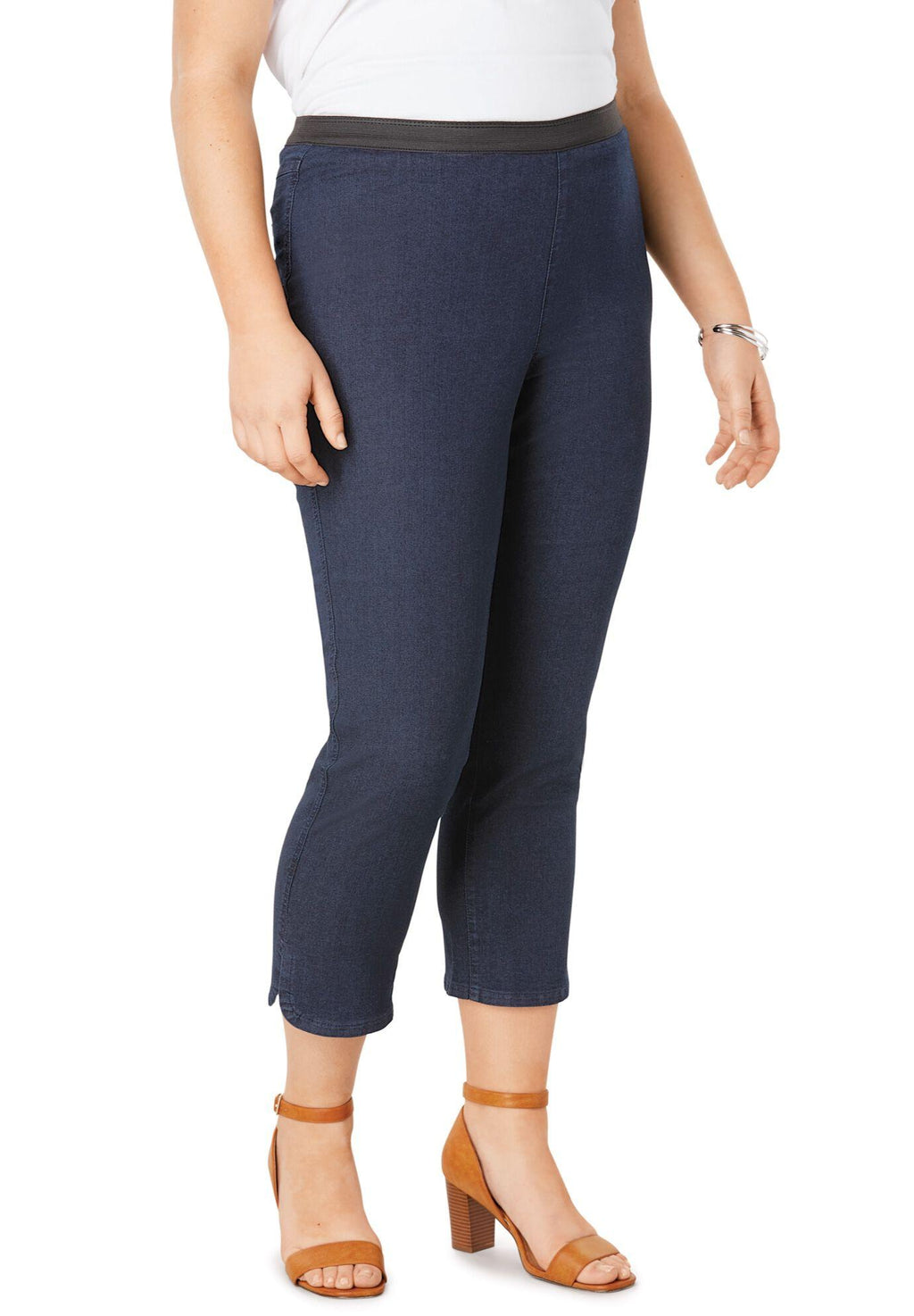 curved hem crop jeggings