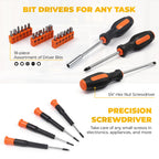 140 Piece Basic Tool Set, Portable Tool Box with Cordless Drill, Home Repair Hand Tool Kit, General Household Drill Set, Toolbox with StoraCase for Homeowner, DIY, Handyman, Women, Men
