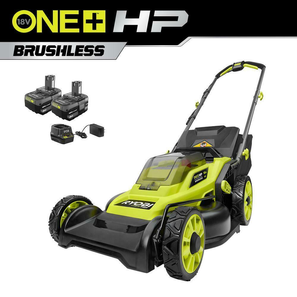 RYOBI Push Lawn Mower 16-Inch Cordless ONE+ HP (2) 4.0 Ah Batteries (1) Charger