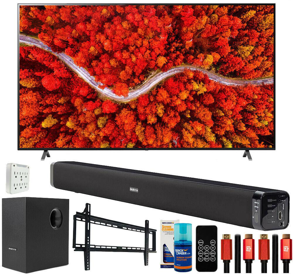 lg 86" ai thinq 4k uhd smart tv 2021 w/ deco gear home theater bundle