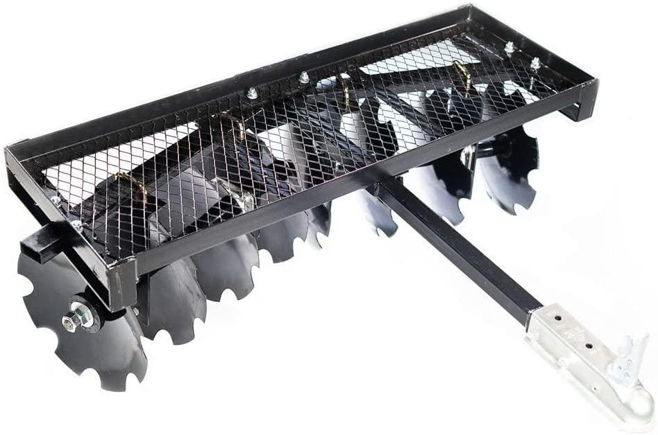 titan distributors inc. 4-ft notched disc harrow attachment pull behind for atv and utv 2-in towball hitch