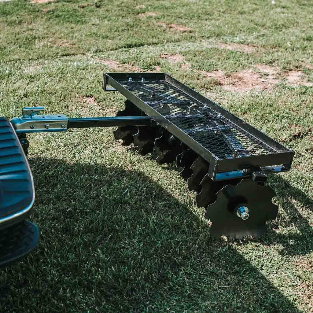 titan distributors inc. 4-ft notched disc harrow attachment pull behind for atv and utv 2-in towball hitch