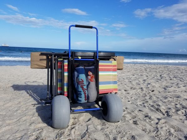 My Beach Cart Heavy Duty Folding Beach Cart with Big Wheels and Balloon Tires to Glide Over Sand NO250073