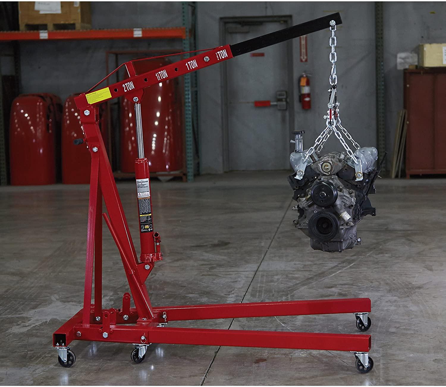strongway hydraulic engine hoist with load leveler - 2-ton capacity, 1in.-82 5/8in. lift range