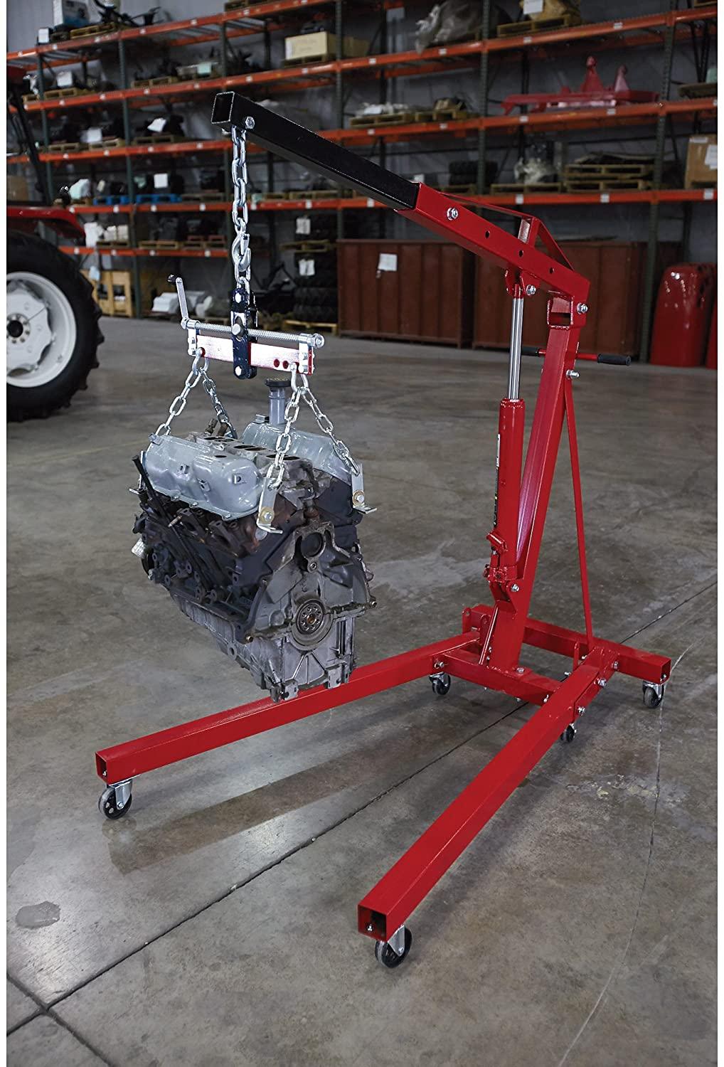 strongway hydraulic engine hoist with load leveler - 2-ton capacity, 1in.-82 5/8in. lift range