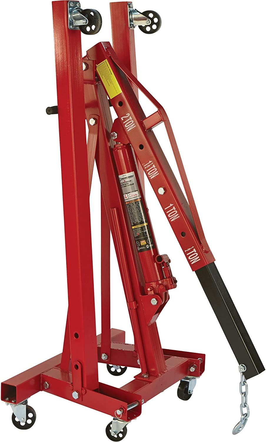 strongway hydraulic engine hoist with load leveler - 2-ton capacity, 1in.-82 5/8in. lift range