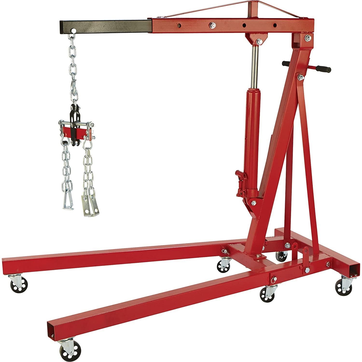 strongway hydraulic engine hoist with load leveler - 2-ton capacity, 1in.-82 5/8in. lift range