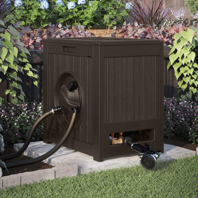 suncast 125' aquawinder auto rewind water powered yard hose reel, java (2 pack)