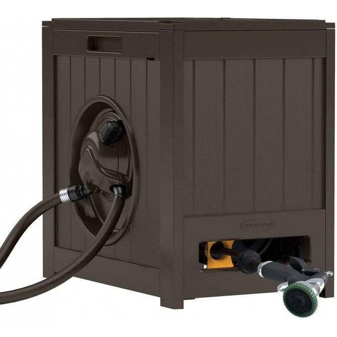 suncast 125' aquawinder auto rewind water powered yard hose reel, java (2 pack)