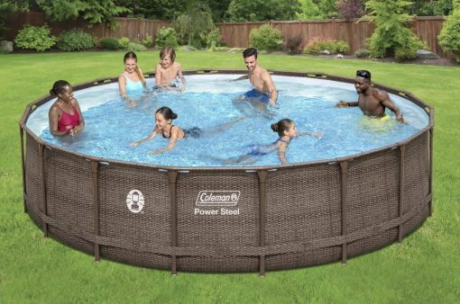 coleman 18′ x 48″ power steel frame above-ground swimming pool set
