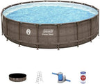 coleman 18′ x 48″ power steel frame above-ground swimming pool set
