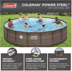 coleman 18′ x 48″ power steel frame above-ground swimming pool set