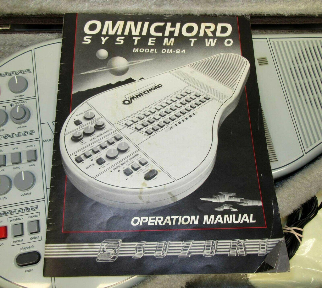 Suzuki Omnichord OM-84 System Two w/ Hard Case Power Supply Manual TESTED! WORKS NO250125