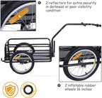 aosom foldable bike cargo trailer cart with hitch, 80lbs capacity, 16in wheels, black
