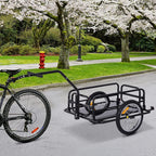 aosom foldable bike cargo trailer cart with hitch, 80lbs capacity, 16in wheels, black