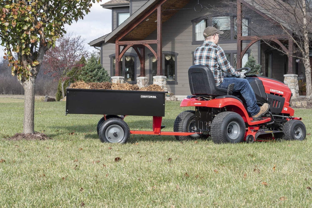 Craftsman CMXGZBF7124355, 750-Pound, 12-cu ft Steel Tow Dump Cart, Black NO250131