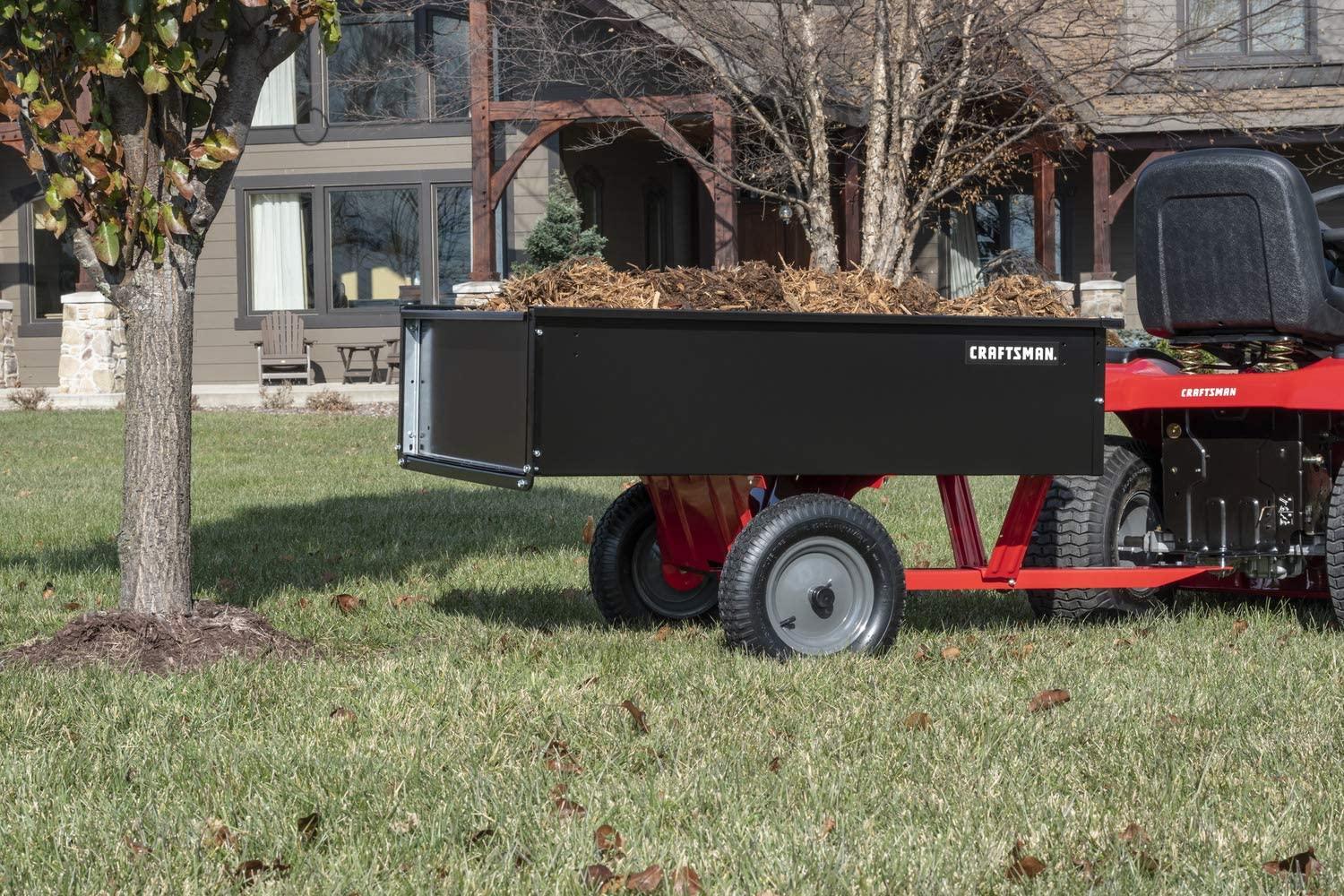 craftsman cmxgzbf7124355, 750-pound, 12-cu ft steel tow dump cart, black