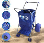 RollX Foldable Storage Wagon Beach Cart 12 inch Balloon Wheels - ( Pump Included ) (Blue) NO250137