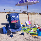rollx foldable storage wagon beach cart 12 inch balloon wheels - ( pump included ) (blue)