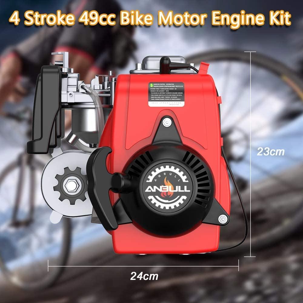 Anbull 49CC 4 Stroke Gas Petrol Motorized Bike Bicycle Engine Motor Kit for 28” V Frame Bike and 26” ATV NO250145