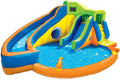 BANZAI Pipeline Twist Kids Inflatable Outdoor Backyard Water Pool Aqua Splash Park and Slides with Climbing Wall, Water Cannons, &amp; Clubhouse, Ages 5+ NO250152