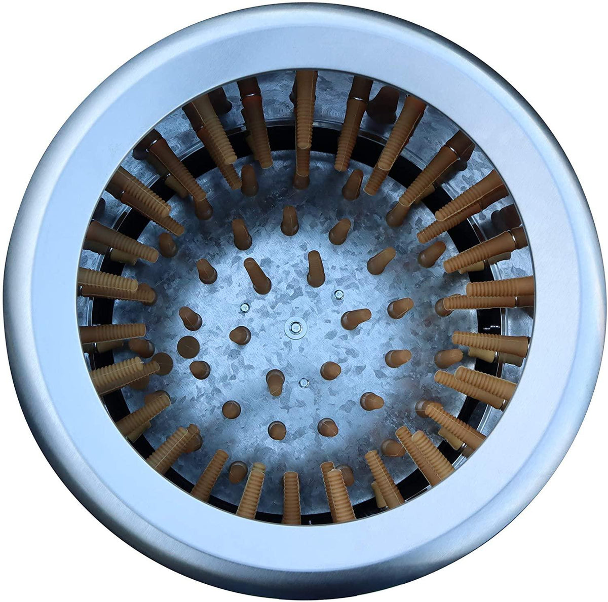 ROOTS and HARVEST Chicken Plucker De-Feather Remover Poultry &amp; Fowl Food Processor Stainless Steel Heavy Duty Electric 1.2HP 120VAC 280RPM Planetary Gear Motor 92 Soft Fingers 20" Drum Diameter NO250159