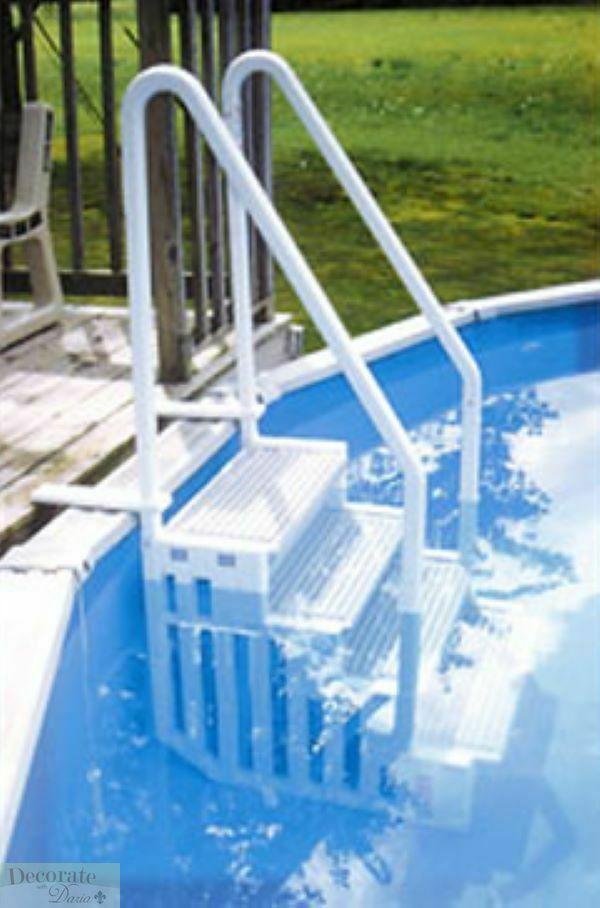 POOL ENTRY STEPS + OUTSIDE LADDER Above Ground Confer Fit 48" - 58" Handrails NO250172