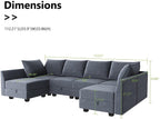 Bluish Grey U-Shape Reversible Sectional Sofa w/ Chaise