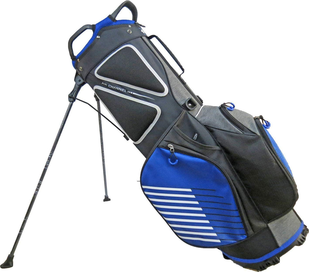 Rife Golf Blue Black Gray Stand Bag Light Weight Dobby Nylon with 9 inch, 7-Way Friendly Separator Top, Front Position Putter Compartment