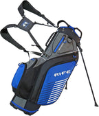 Rife Golf Blue Black Gray Stand Bag Light Weight Dobby Nylon with 9 inch, 7-Way Friendly Separator Top, Front Position Putter Compartment