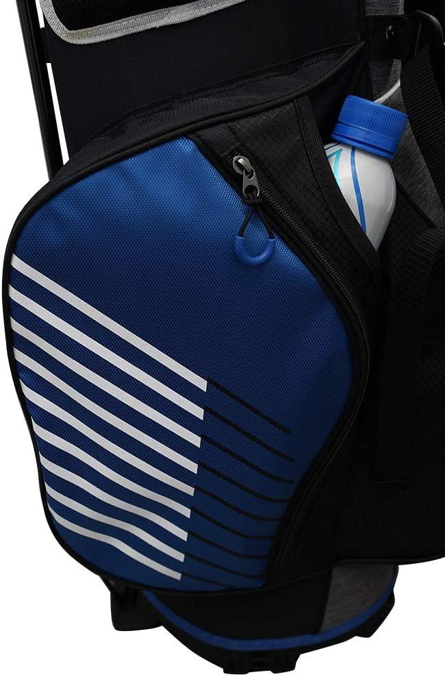 Rife Golf Blue Black Gray Stand Bag Light Weight Dobby Nylon with 9 inch, 7-Way Friendly Separator Top, Front Position Putter Compartment