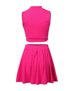 mock neck sleeveless crop top &amp; skirt set