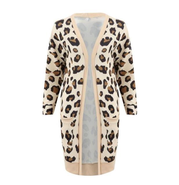 Women's Clothing - Collarless Flap Pocket Leopard Printed Outerwear