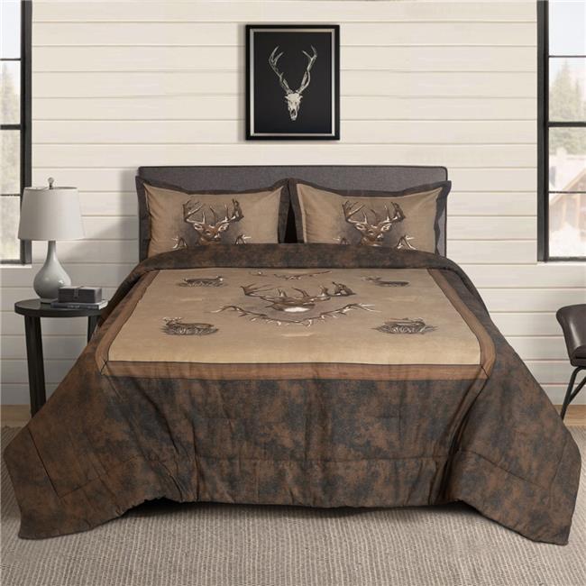 Blue RidTrading 09090100083BRT Whitetail RidFull Size Comforter Set, Brown - 4 Piece