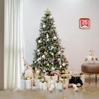 Saibaiyee 6 FT Artificial Green PVC Christmas Tree with Pinecones and Red Berries, Hinged Christmas tree