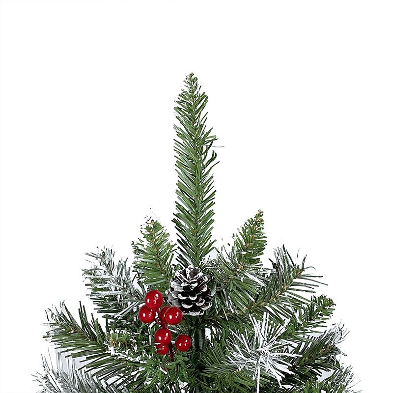 Saibaiyee 6 FT Artificial Green PVC Christmas Tree with Pinecones and Red Berries, Hinged Christmas tree