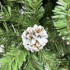 Saibaiyee 6 FT Artificial Green PVC Christmas Tree with Pinecones and Red Berries, Hinged Christmas tree