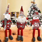 ZMDZA 4PS Merry Christmas Decorations for Home Happy Year Red Gray Series Long Leg Santa Snowman Doll Pendant