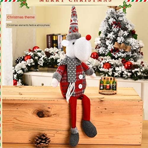 ZMDZA 4PS Merry Christmas Decorations for Home Happy Year Red Gray Series Long Leg Santa Snowman Doll Pendant