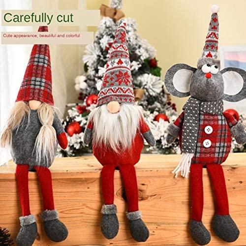 ZMDZA 4PS Merry Christmas Decorations for Home Happy Year Red Gray Series Long Leg Santa Snowman Doll Pendant