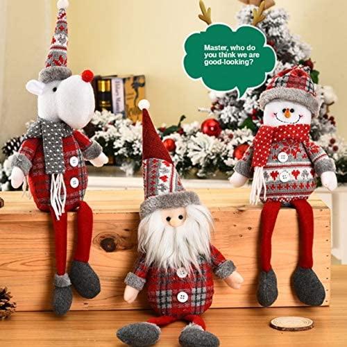 ZMDZA 4PS Merry Christmas Decorations for Home Happy Year Red Gray Series Long Leg Santa Snowman Doll Pendant