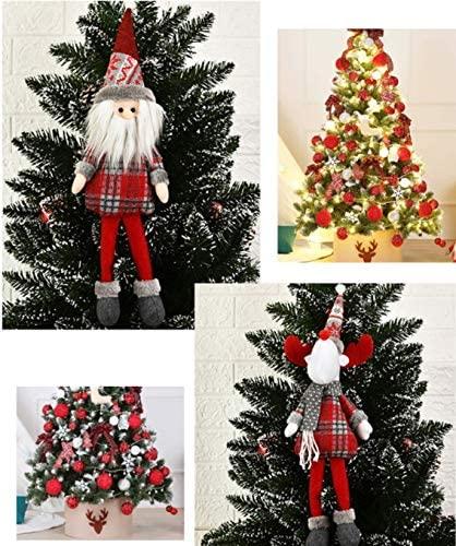 ZMDZA 4PS Merry Christmas Decorations for Home Happy Year Red Gray Series Long Leg Santa Snowman Doll Pendant