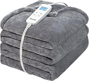 Heated Throw Blankets,  Electric Blanket 50'' x 60'' with 6 Heating Levels  8 Timer Settings Auto-Off, Super Cozy Flannel Fast Heating  Machine Washable Weighted Blanket for Home Use