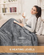 Heated Throw Blankets,  Electric Blanket 50'' x 60'' with 6 Heating Levels  8 Timer Settings Auto-Off, Super Cozy Flannel Fast Heating  Machine Washable Weighted Blanket for Home Use